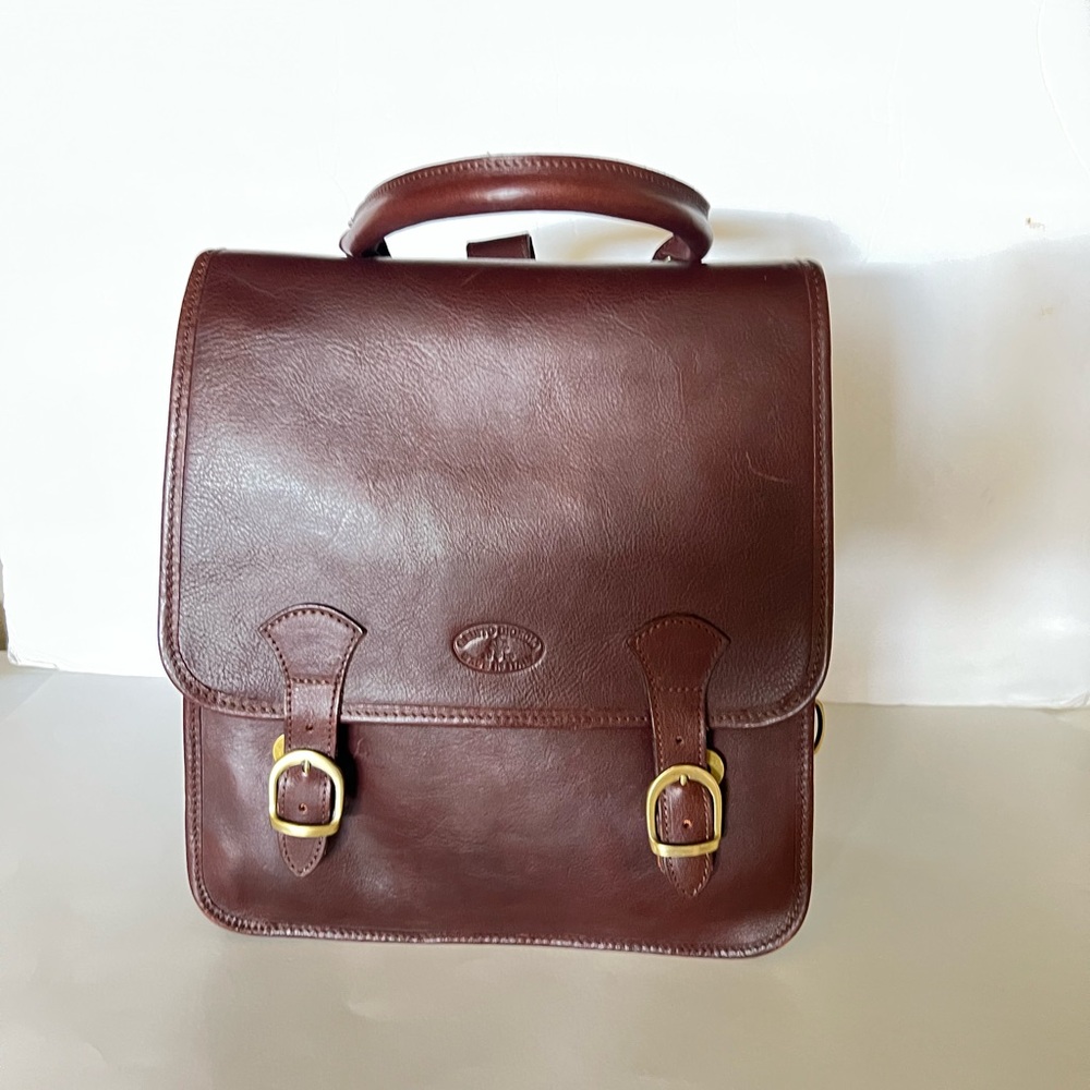 Vintage GRUPPO GIORGIO 1966 Made in Italy Brown Leather Convertible Backpack - Picture 7 of 16